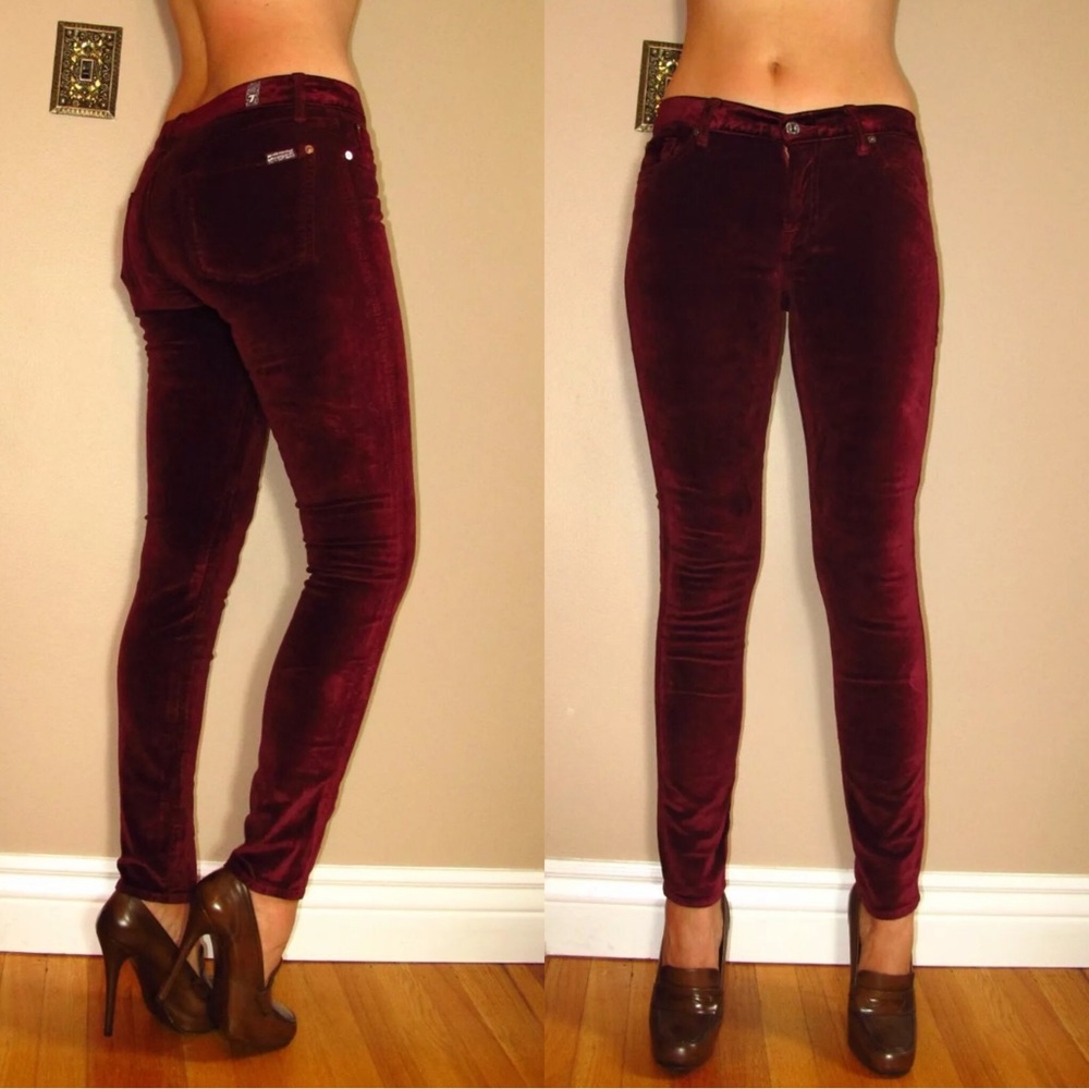 🆕 7 For All Mankind Skinny Red Velvet Jeans Pants